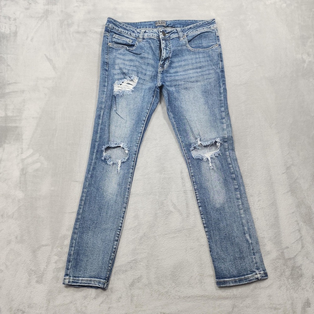 CJ Black Jeans Mens 34x30 Blue Slim Skinny Flex Distressed Stretch Denim Casual